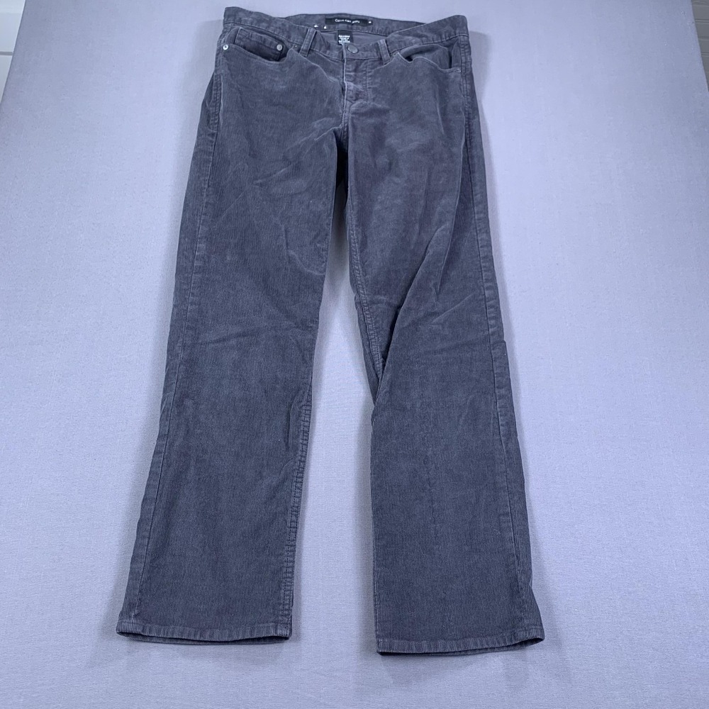 Calvin Klein Jeans Pants Men (36) 34x30 Gray Corduroy 5-Pocket Straight Stretch - Picture 2 of 16